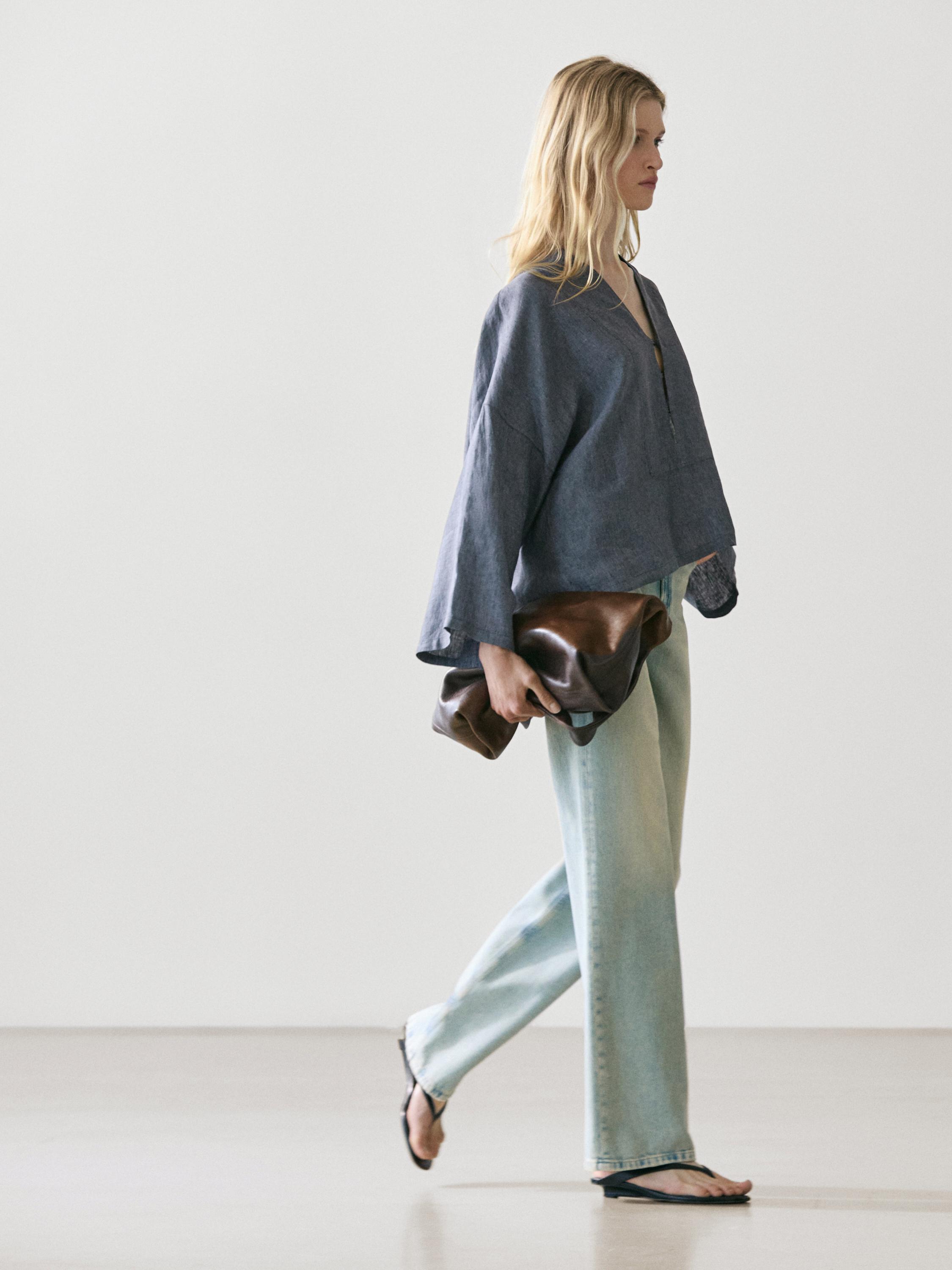 100% linen V-neck kimono